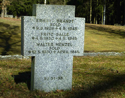 Grabstein aus Lasberger Granit auf dem Soldatenfriedhof Jaunitzbachtal.
